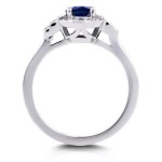White Gold 7/8ct TCW Sapphire and Diamond Symmetric Semi-Halo Ring - Handcrafted By Name My Rings™