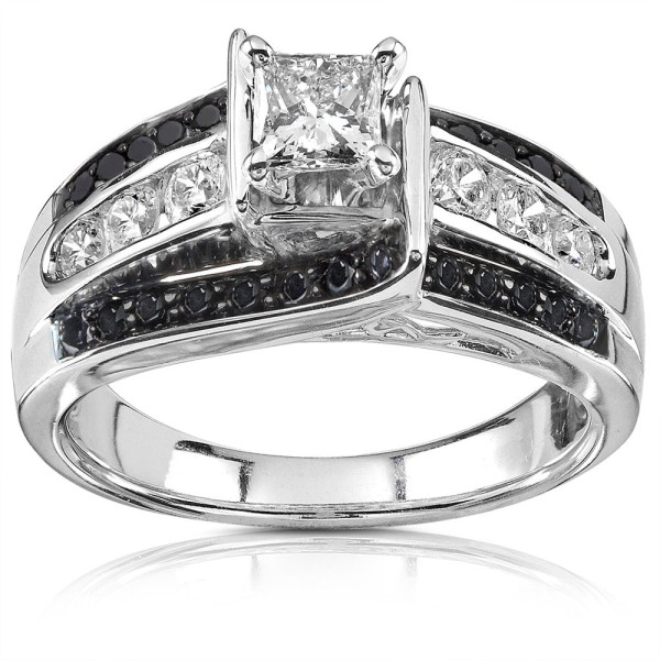 White Gold 7/8ct TDW Black and White Diamond Ring - Handcrafted By Name My Rings™