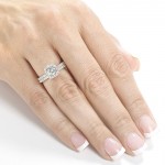 White Gold 7/8ct TDW Halo Round Diamond Bridal Set - Handcrafted By Name My Rings™