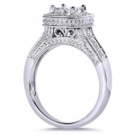White Gold 7/8ct TDW Princess Quad Diamond 3-ring Miligrain Bridal Set - Handcrafted By Name My Rings™
