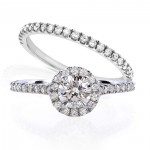 White Gold 7/8ct TDW Round Diamond Halo Bridal Wedding Set - Handcrafted By Name My Rings™