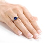 White Gold Blue Sapphire and Diamond Antique Flower Head Soft Knife Edge Ring - Handcrafted By Name My Rings™