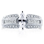White Gold Certified 1 3/5ct TDW Marquise Diamond Milgrain Antique Engagement - Handcrafted By Name My Rings™