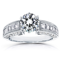 White Gold Certified 1 4/5ct TDW Round Diamond Engagement Ring - Handcrafted By Name My Rings™