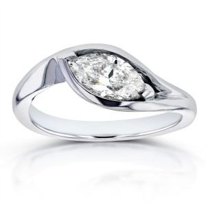 White Gold Certified 1ct Marquise Solitaire Diamond Engagement Ring - Handcrafted By Name My Rings™