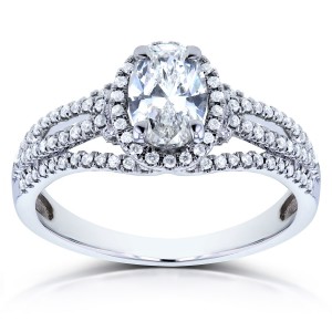 White Gold Certified Oval 1ct TDW Diamond Ring - Handcrafted By Name My Rings™