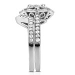 White Gold Cushion Moissanite and 1/2ct TDW Diamond 2-Piece Floral Antique Br - Handcrafted By Name My Rings™