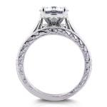 White Gold Forever One 1 1/2ct TGW Moissanite and Diamond Antique Cathedral Bridal Rings Set - Handcrafted By Name My Rings™