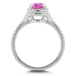 White Gold Oval Pink Sapphire and 1/2ct TDW Halo Diamond Bridal Rings 2 Piece - Handcrafted By Name My Rings™