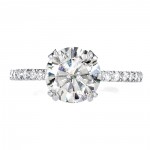 White Gold Round Moissanite and 1/5ct TDW Diamond Engagement Ring - Handcrafted By Name My Rings™