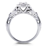 White Gold Sapphire and 1 1/10ct TDW Diamond Antique 2 Ring Bridal Set - Handcrafted By Name My Rings™