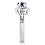 White Gold Sapphire and 1/4ct TDW Diamond Milgrain Engagement Ring - Handcrafted By Name My Rings™