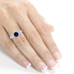 White Gold Sapphire and 2/5ct TDW Diamond Soft-Edged Ring  - Handcrafted By Name My Rings™