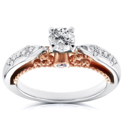 White Gold and Rose Gold Layered 1/2ct TDW Diamond Unique Engagement Ring - Handcrafted By Name My Rings™