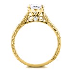 Gold 1 1/2ct TGW Moissanite and Diamond Antique Cathedral Bridal Rings - Handcrafted By Name My Rings™