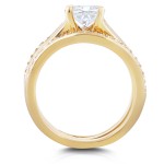Gold 1 1/3ct TDW Bridal Set Cushion Diamond Solitaire with Double Diam - Handcrafted By Name My Rings™