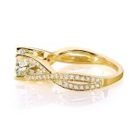Gold 1 1/4ct TGW Round-cut Moissanite and Diamond Crisscross Band Engagement Ring - Handcrafted By Name My Rings™