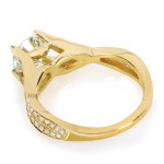 Gold 1 1/4ct TGW Round-cut Moissanite and Diamond Crisscross Band Engagement Ring - Handcrafted By Name My Rings™