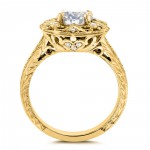 Gold 1 1/5ct TGW Moissanite and Diamond Floral Vintage Engagement Ring - Handcrafted By Name My Rings™