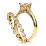 Gold 1 2/5ct TDW Diamond Antique Eternity Band Bridal Set - Handcrafted By Name My Rings™
