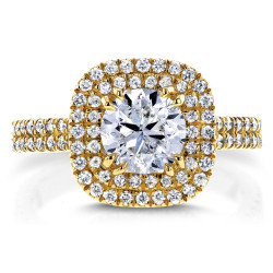 Gold 1 3/4ct TDW Diamond Round Double Halo Engagement Ring - Handcrafted By Name My Rings™