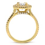 Gold 1 3/4ct TDW Diamond Round Double Halo Engagement Ring - Handcrafted By Name My Rings™