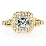 Gold 1 3/5ct TDW Asscher Diamond Antique Etching Engagement Ring - Handcrafted By Name My Rings™