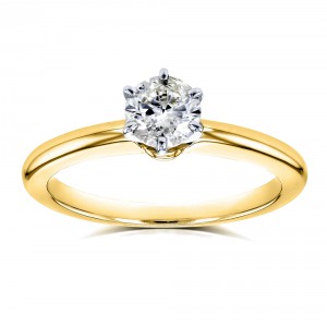 Gold 1/2ct Solitaire Diamond Petite Engagement Ring - Handcrafted By Name My Rings™