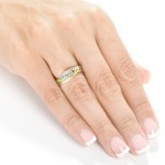 Gold 1/2ct TDW Princess Diamond Curved Three Stone Bridal Ring Set - Handcrafted By Name My Rings™