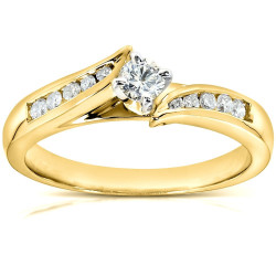 Gold 1/4ct TDW Diamond Engagement Ring - Handcrafted By Name My Rings™