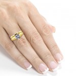 Gold 1ct Cushion Diamond Solitaire Bridal Rings Set - Handcrafted By Name My Rings™