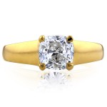 Gold 1ct Cushion Diamond Solitaire Engagement Ring - Handcrafted By Name My Rings™