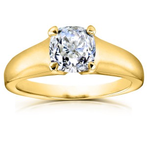 Gold 1ct Cushion Diamond Solitaire Engagement Ring - Handcrafted By Name My Rings™
