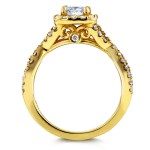 Gold 1ct TDW Diamond Crossover Halo Engagement Ring - Handcrafted By Name My Rings™
