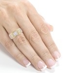 Gold 1ct TDW Princess Diamond Halo Engagement Ring - Handcrafted By Name My Rings™