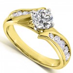 Gold 1ct TDW Round Diamond Bypass Engagement Ring - Handcrafted By Name My Rings™