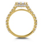 Gold 2 1/10ct TCW Round Moissanite and Diamond 8-Prong Standing Halo Bridal Rings - Handcrafted By Name My Rings™