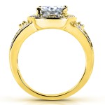 Gold 2ct TCW Round Moissanite and Diamond Halo Bridal Ring 2-Piece Set - Handcrafted By Name My Rings™