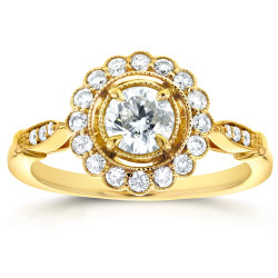 Gold 3/4ct TDW Round Diamond Antique Floral Engagement Ring - Handcrafted By Name My Rings™