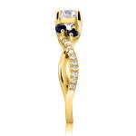 Gold 4/5ct TCW Diamond and Blue Sapphire 5 Stone Ring - Handcrafted By Name My Rings™