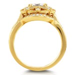 Gold Cushion Moissanite and 1/2ct TDW Diamond 2-Piece Floral Antique B - Handcrafted By Name My Rings™