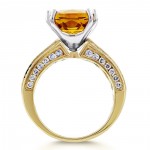 Gold Cushion Orange Citrine and 1 1/5ct TDW Diamond Multi-Row Channel - Handcrafted By Name My Rings™