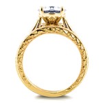 Gold Forever Brilliant 1 1/2ct TGW Moissanite and Diamond Antique Cathedral Bridal Rings Set - Handcrafted By Name My Rings™