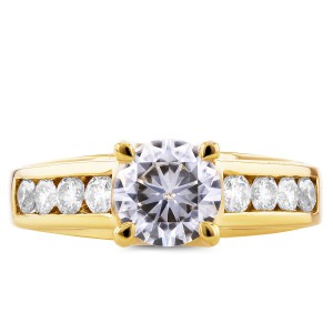 Gold Forever Brilliant Moissanite and 1/2ct TDW Diamond Channel Band E - Handcrafted By Name My Rings™