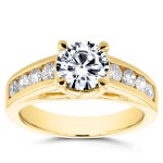 Gold Forever One Moissanite and 1/2ct TDW Diamond Channel Band Engagem - Handcrafted By Name My Rings™