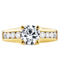 Gold Forever One Moissanite and 1/2ct TDW Diamond Channel Band Engagem - Handcrafted By Name My Rings™