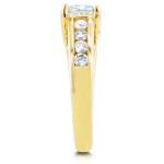 Gold Forever One Moissanite and 1/2ct TDW Diamond Channel Band Engagem - Handcrafted By Name My Rings™