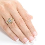 Gold Moissanite and 5/8ct TDW Diamond 3-Piece Floral Antique Bridal Se - Handcrafted By Name My Rings™