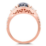 Rose Gold 3 7/8ct TDW Black and White Diamond Vintage Oval Ring - Handcrafted By Name My Rings™