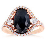 Rose Gold 3 7/8ct TDW Black and White Diamond Vintage Oval Ring - Handcrafted By Name My Rings™